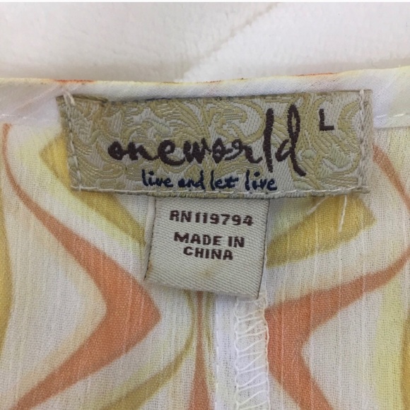 One World Yellow & White Sheer Topper Size L - Picture 5 of 7